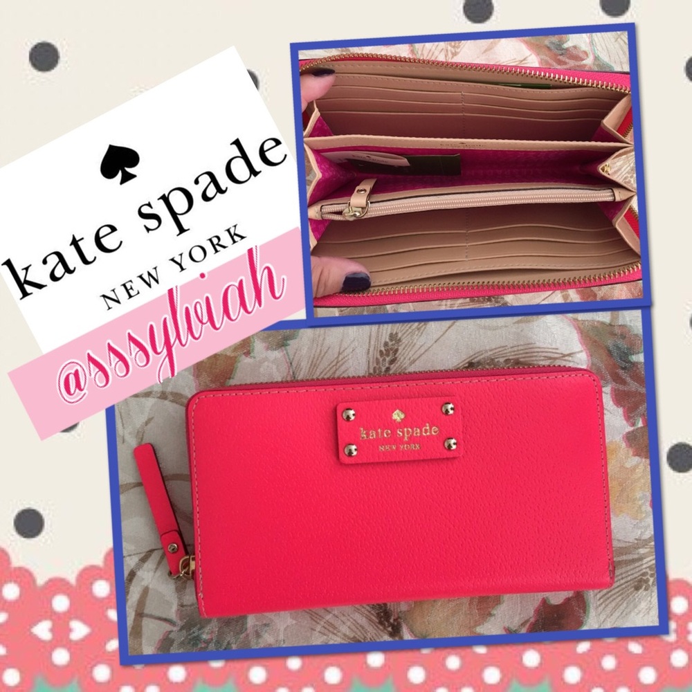 EUC Kate Spade Bright Pink Clutch Wallet - Picture 7 of 8